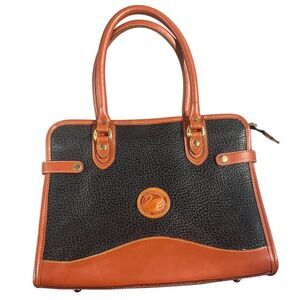 Dooney & Bourke Vintage Black Leather Satchel Handbag Women's